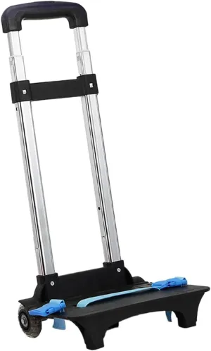 Backpack Hand Truck, Compact Portable Backpack Trolley, Luggage Cart, Foldable Wheeled Hand Trolley, Style A (2 Wheel Dark Blue)