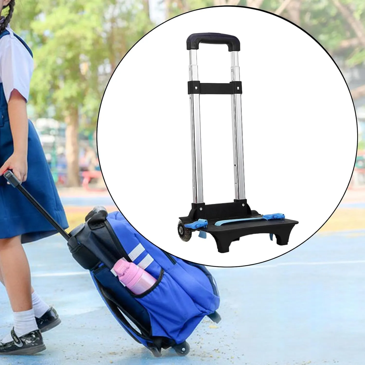 Backpack Hand Truck, Compact Portable Backpack Trolley, Luggage Cart, Foldable Wheeled Hand Trolley, Style A (2 Wheel Dark Blue)