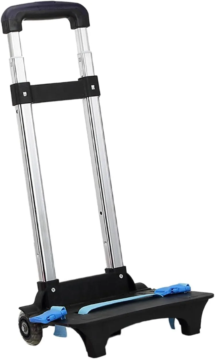Backpack Hand Truck, Compact Portable Backpack Trolley, Luggage Cart, Foldable Wheeled Hand Trolley, Style A (2 Wheel Dark Blue)