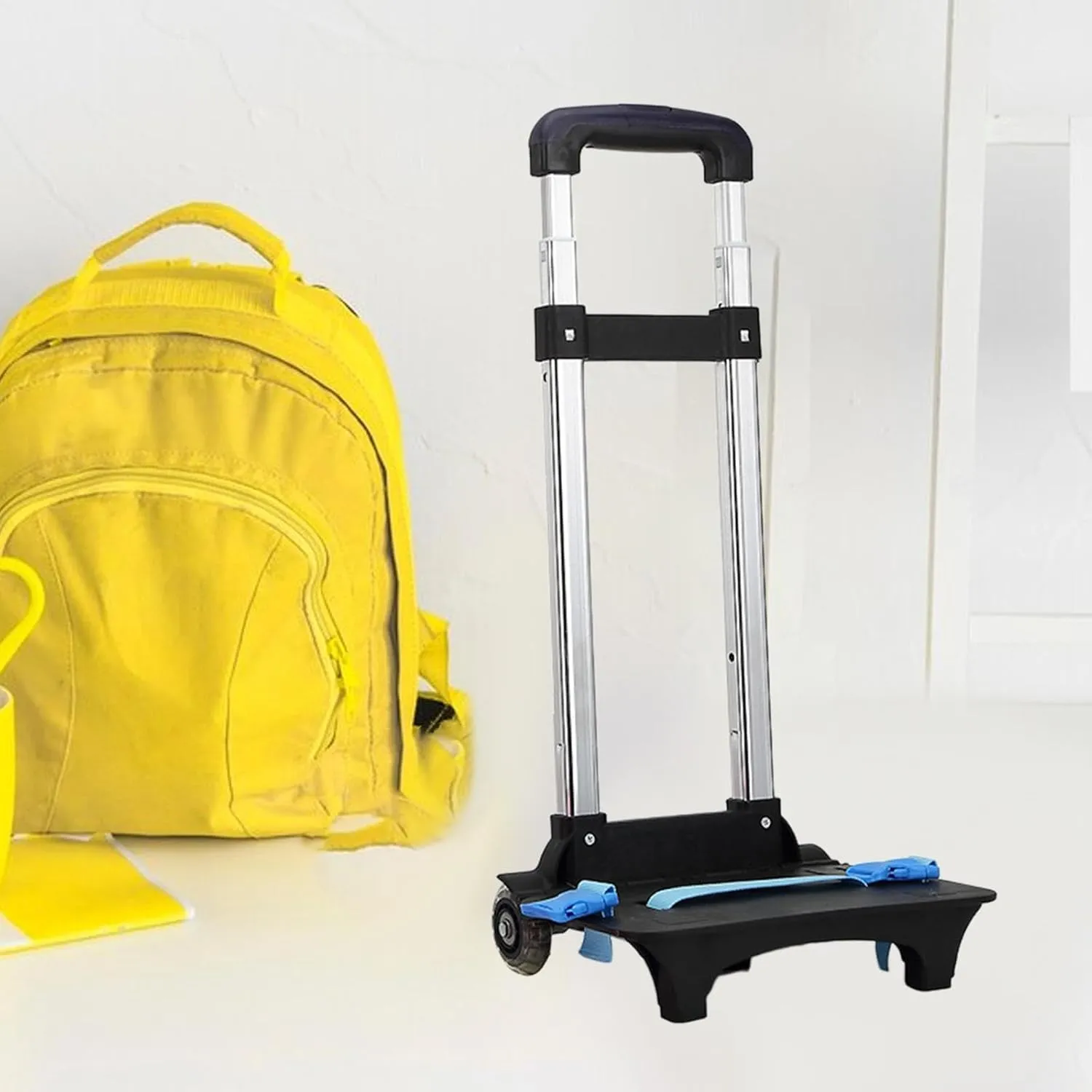 Backpack Hand Truck, Compact Portable Backpack Trolley, Luggage Cart, Foldable Wheeled Hand Trolley, Style A (2 Wheel Dark Blue)