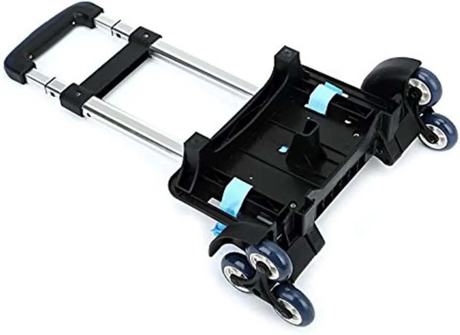 Backpack Hand Truck Wheeled Cart Trolley Hand Aluminium Alloy Folding Trolley Cart for Schoolbag/Backpack (Black with Six Wheels)