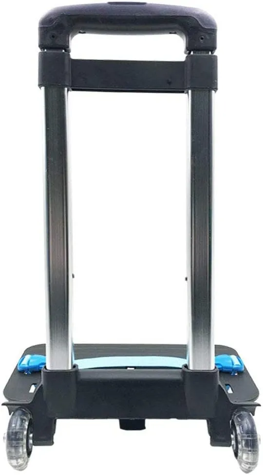 Backpack Hand Truck Wheeled Cart Trolley Hand Aluminium Alloy Folding Trolley Cart for Schoolbag/Backpack (Black with Two Wheels)