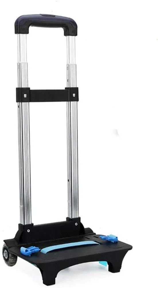 Backpack Hand Truck Wheeled Cart Trolley Hand Aluminium Alloy Folding Trolley Cart for Schoolbag/Backpack (Black with Two Wheels)