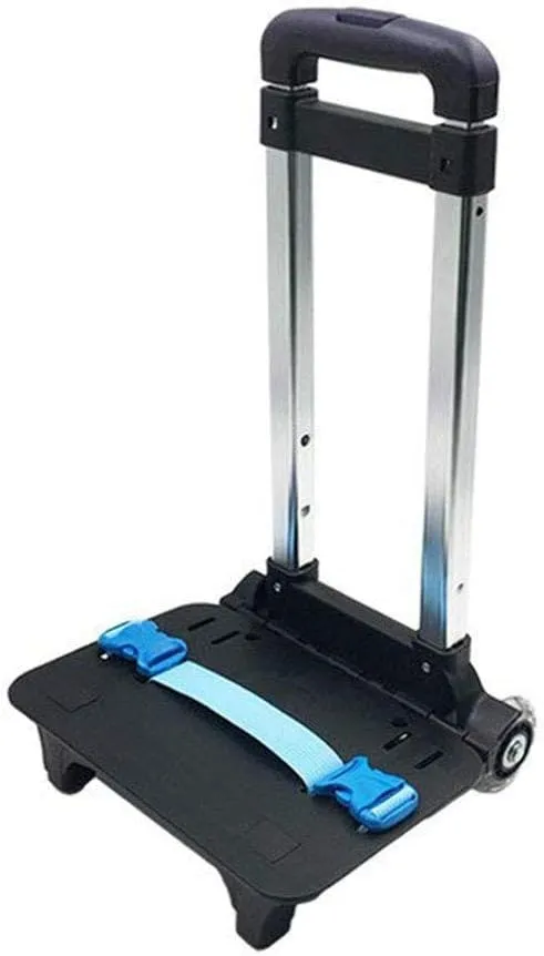 Backpack Hand Truck Wheeled Cart Trolley Hand Aluminium Alloy Folding Trolley Cart for Schoolbag/Backpack (Black with Two Wheels)