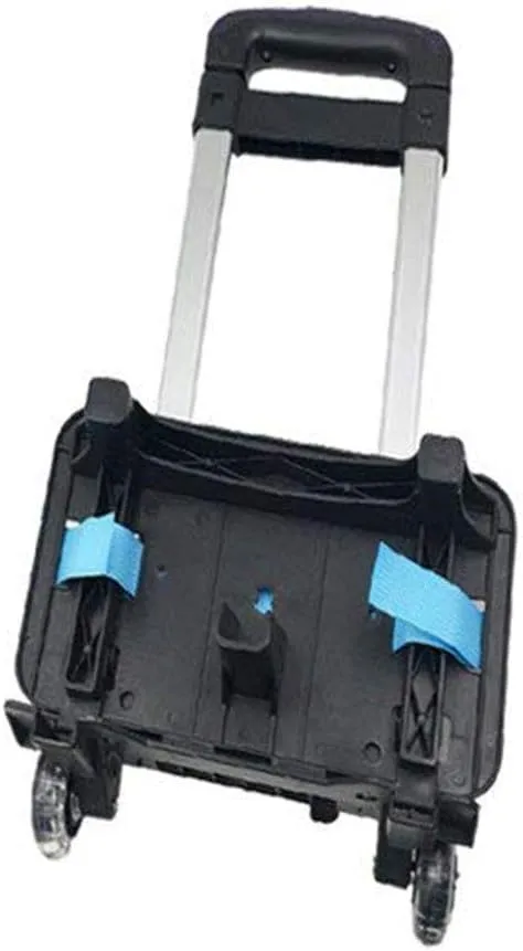 Backpack Hand Truck Wheeled Cart Trolley Hand Aluminium Alloy Folding Trolley Cart for Schoolbag/Backpack (Black with Two Wheels)
