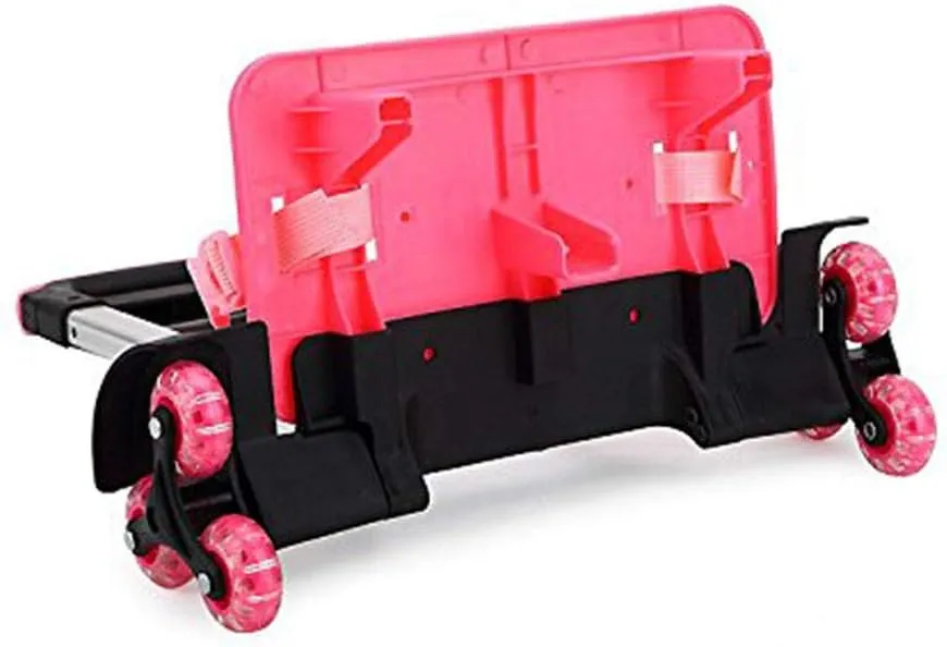 Backpack Hand Truck Wheeled Cart Trolley Hand Aluminium Alloy Folding Trolley Cart for Schoolbag/Backpack (Pink with Six Wheels)