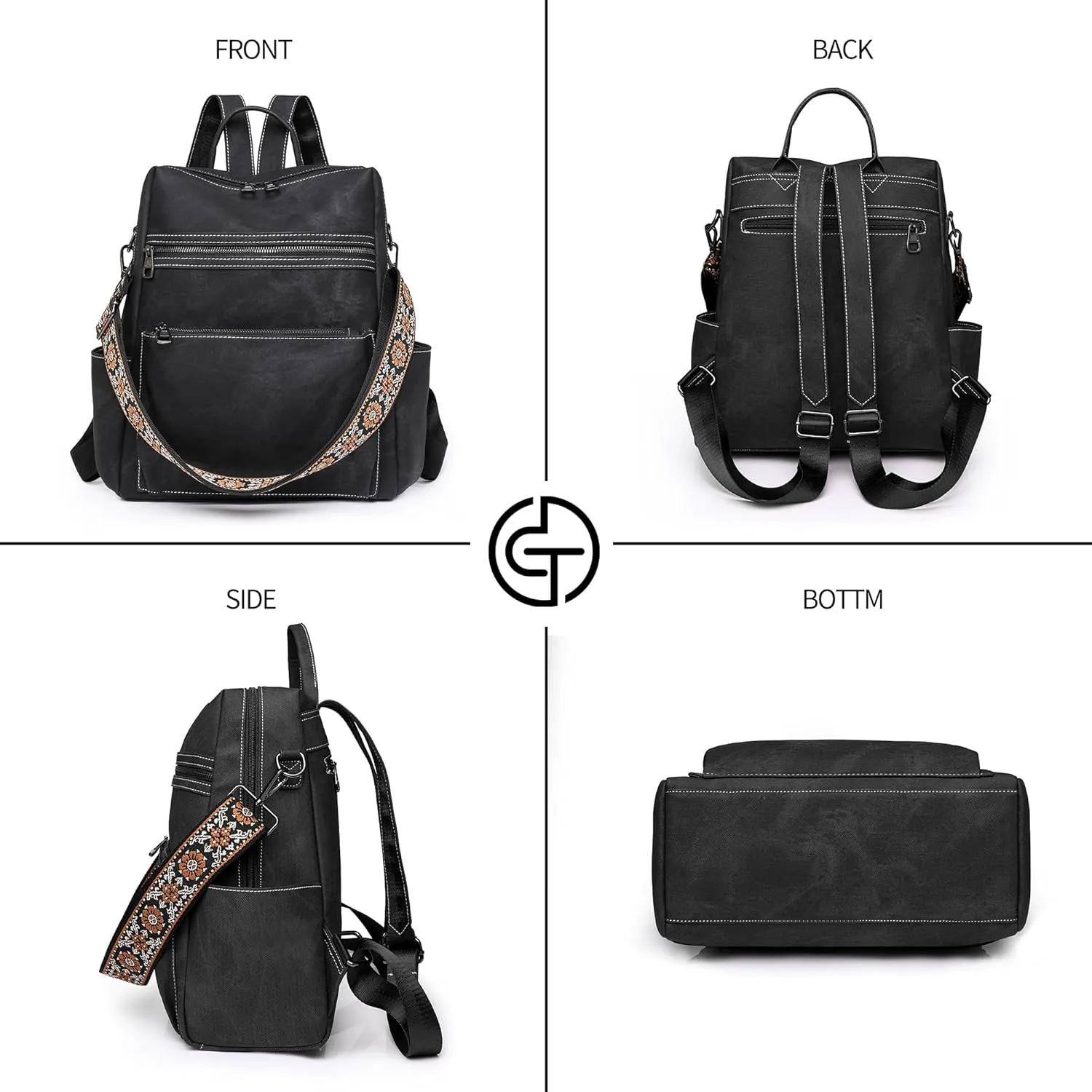 Backpack Purse for Women Pu Leather Travel Backpack Fashion Designer Shoulder Bag Ladies Convertible Handbags