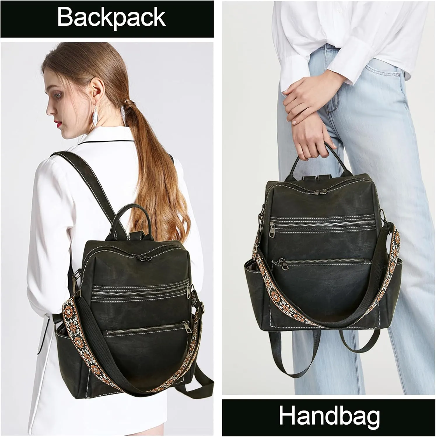 Backpack Purse for Women Pu Leather Travel Backpack Fashion Designer Shoulder Bag Ladies Convertible Handbags
