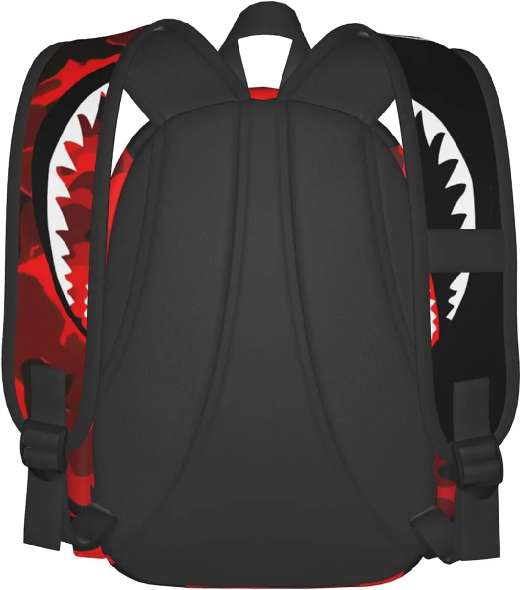 Backpack Shark Teeth Camo Backpacks Travel Laptop Daypack Big Capacity Bookbag Fashion Durable for Men and Women,One Size