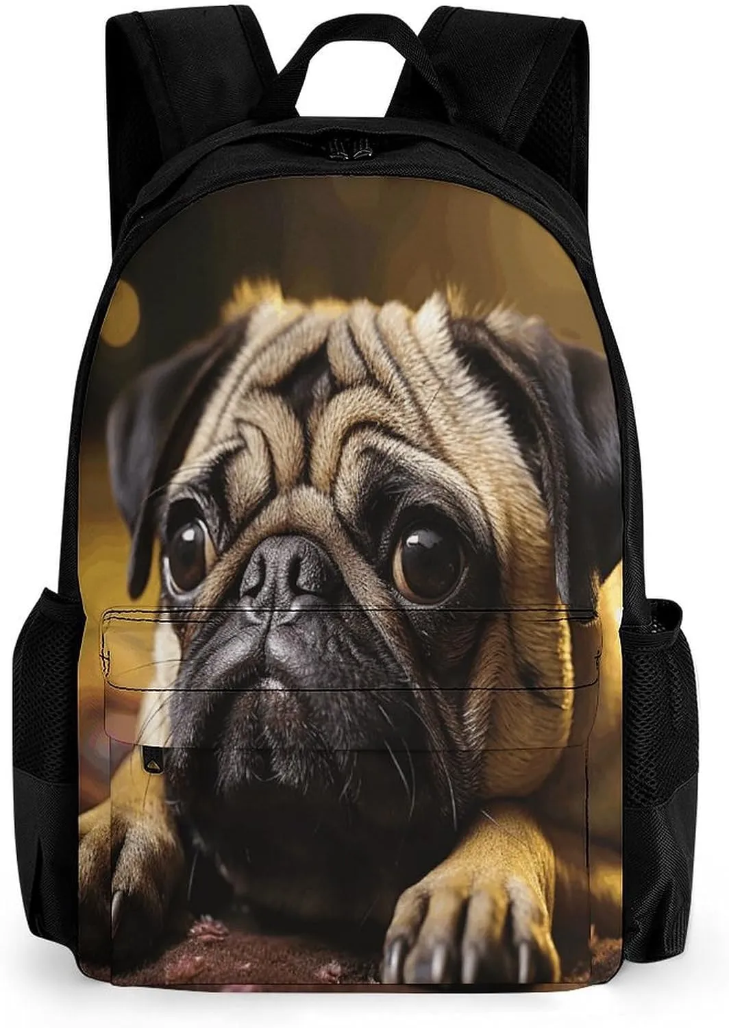 Backpack with Pocket Backpacks Cry Pug Printed Travel Backpack Lightweight Outdoor Travel Gym Events Bag