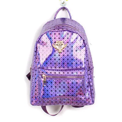 backpack Women Silver Hologram Laser Backpack men's Bag leather Holographic Backpack Multicolor