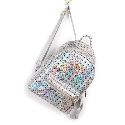 backpack Women Silver Hologram Laser Backpack men's Bag leather Holographic Backpack Multicolor
