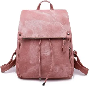 Backpacks and Purses for Women Waterproof Anti-theft Lightweight PU Leather Nylon Shoulder Bag Travel Rucksack, Pink, One Size
