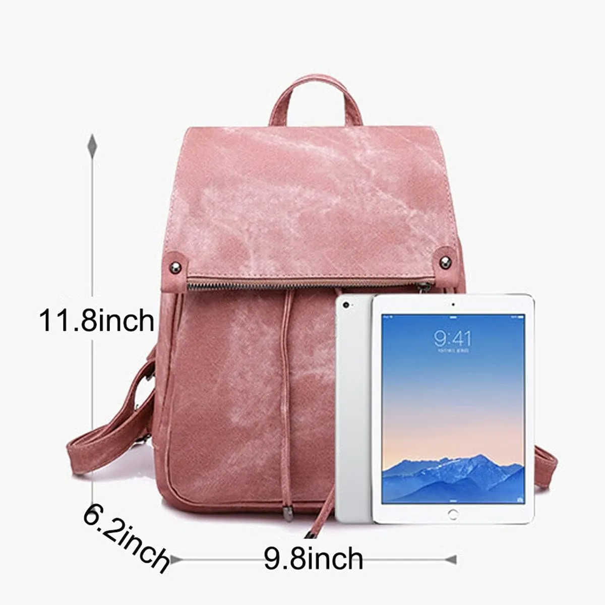 Backpacks and Purses for Women Waterproof Anti-theft Lightweight PU Leather Nylon Shoulder Bag Travel Rucksack, Pink, One Size