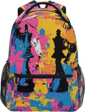 Backpacks for Men Women Waterproof Carry On Backpacks with Chest Strap for Business Work College Travel Trip Chess Set