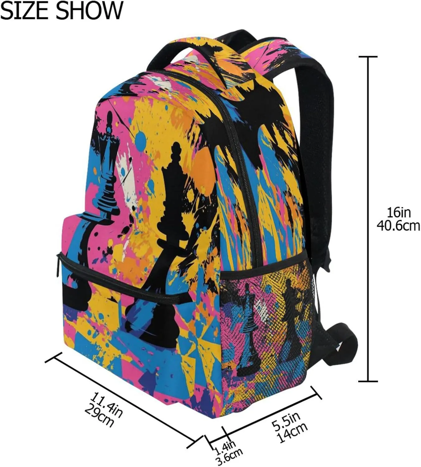 Backpacks for Men Women Waterproof Carry On Backpacks with Chest Strap for Business Work College Travel Trip Chess Set