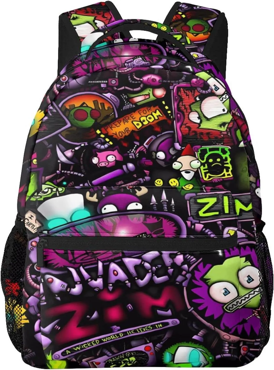 Backpacks Invader Anime Zim Adjustable Laptop Backpack Double Shoulder Bag for Women Men Climbing Shopping Work