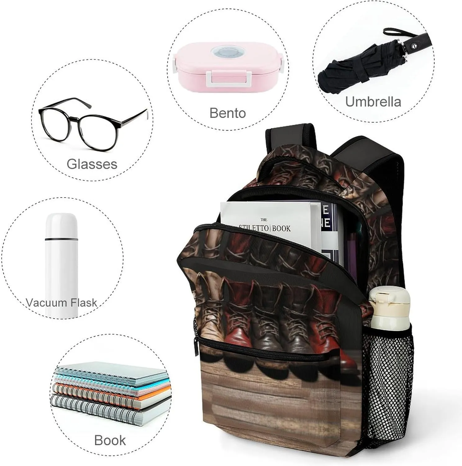 Backpacks Leather Boots Travel Bag Laptop Backpack Casual Daypack for Weekender Business Hiking