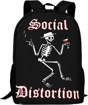 Backpacks Social Rock Distortion Band Double Shoulder Bag 15 Inchs Laptop Backpack for Camping Travle Work Hiking Women Men Gifts
