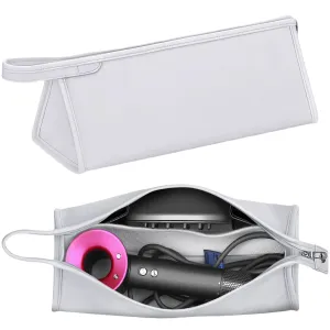BAGCRAZY Leather Travel Case Compatible with Dyson Airwrap Styler, Portable Waterproof Organizer Bag for Shark FlexStyle Attachments Storage, White