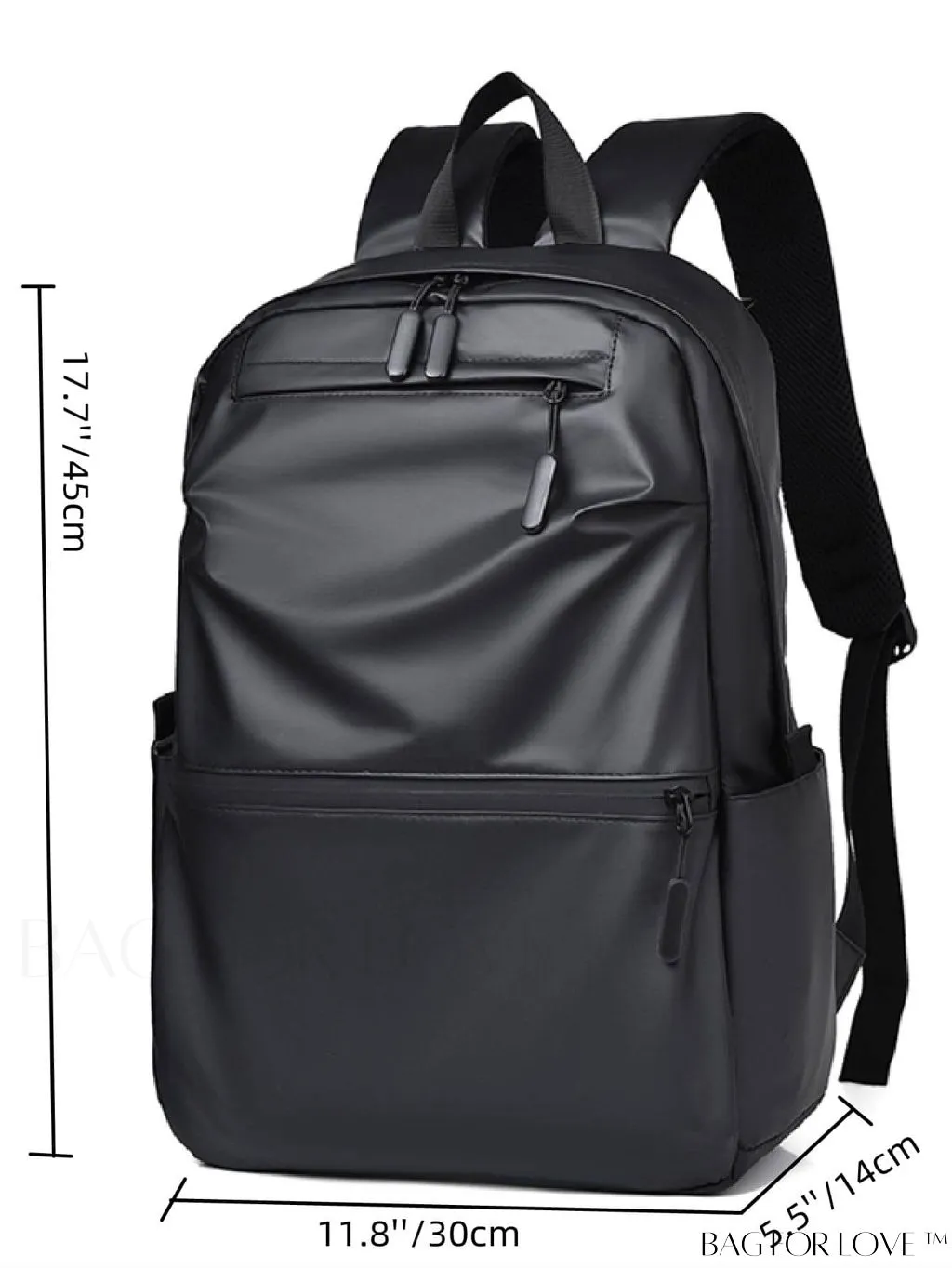 BagForLove - Black Unisex Zip Front Backpack with Functional Design