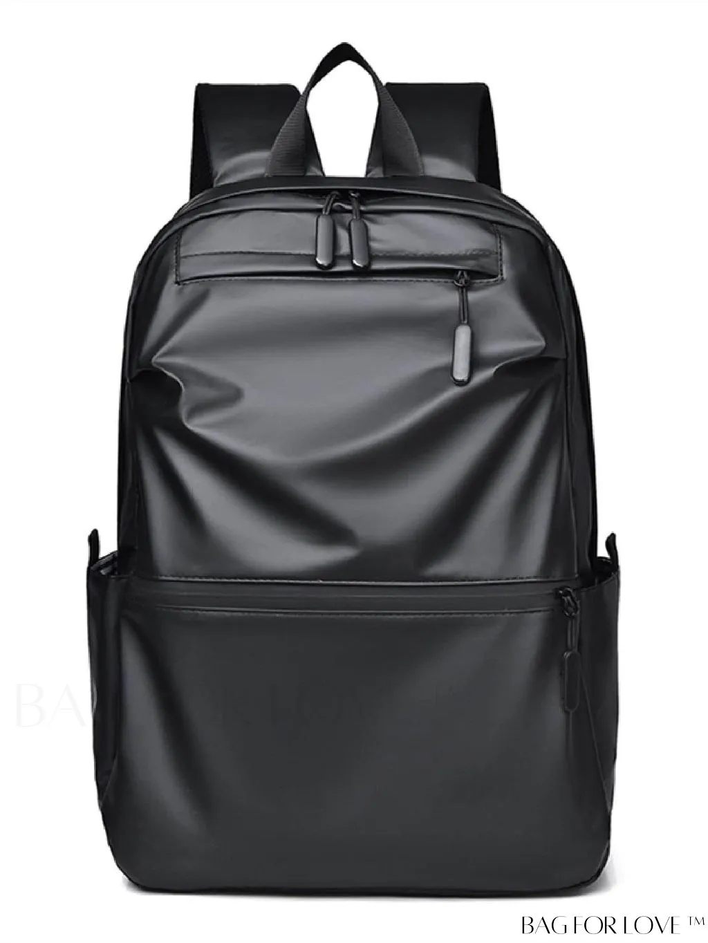 BagForLove - Black Unisex Zip Front Backpack with Functional Design