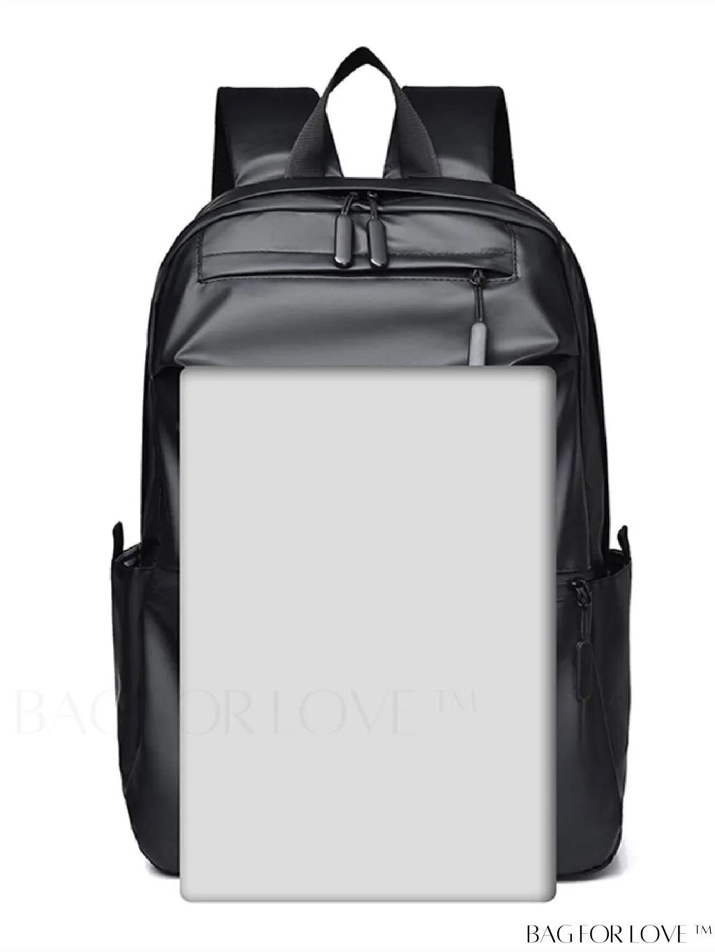 BagForLove - Black Unisex Zip Front Backpack with Functional Design