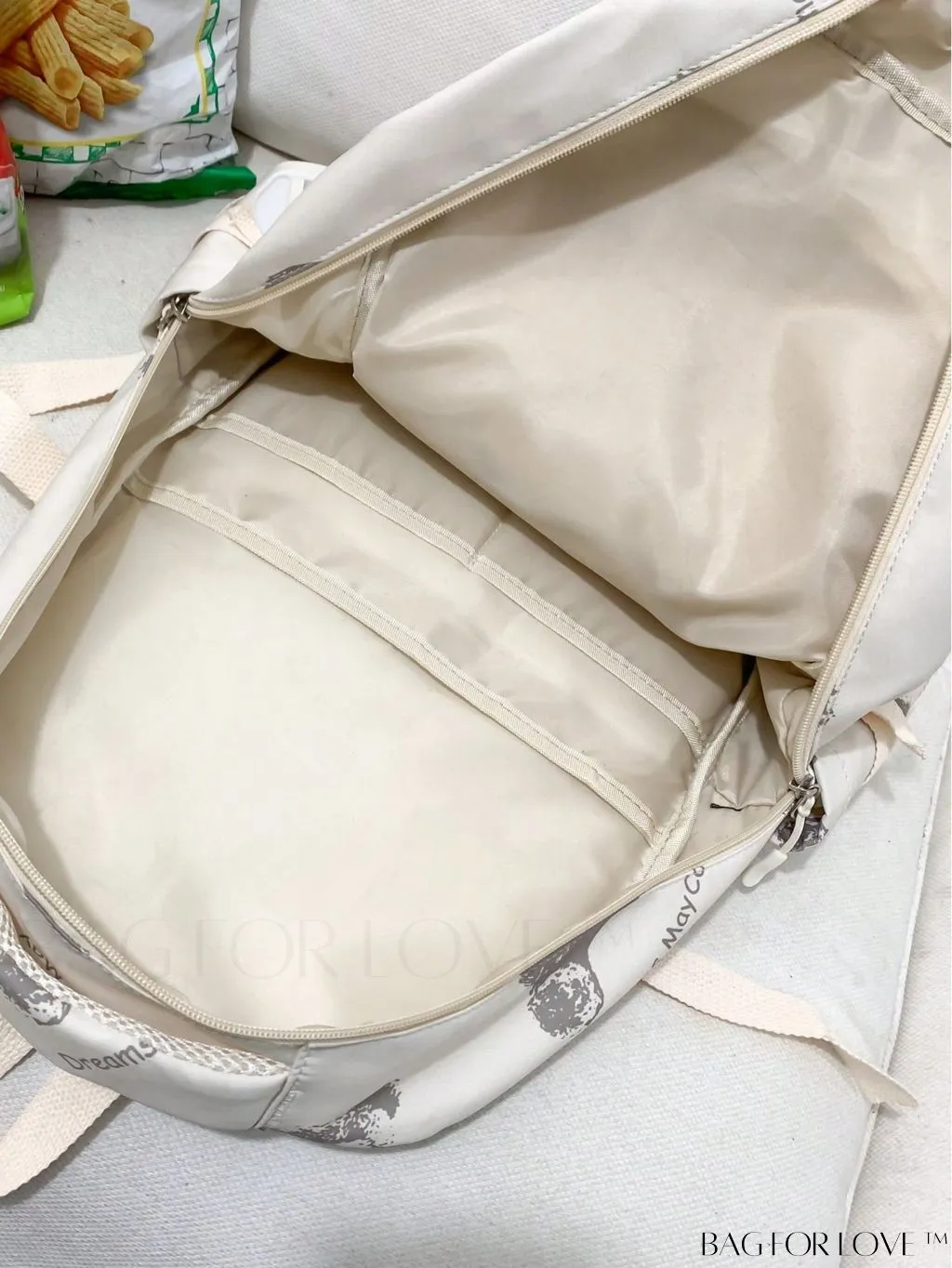 BagForLove - Classic Preppy Backpack with Letter & Bear Graphic