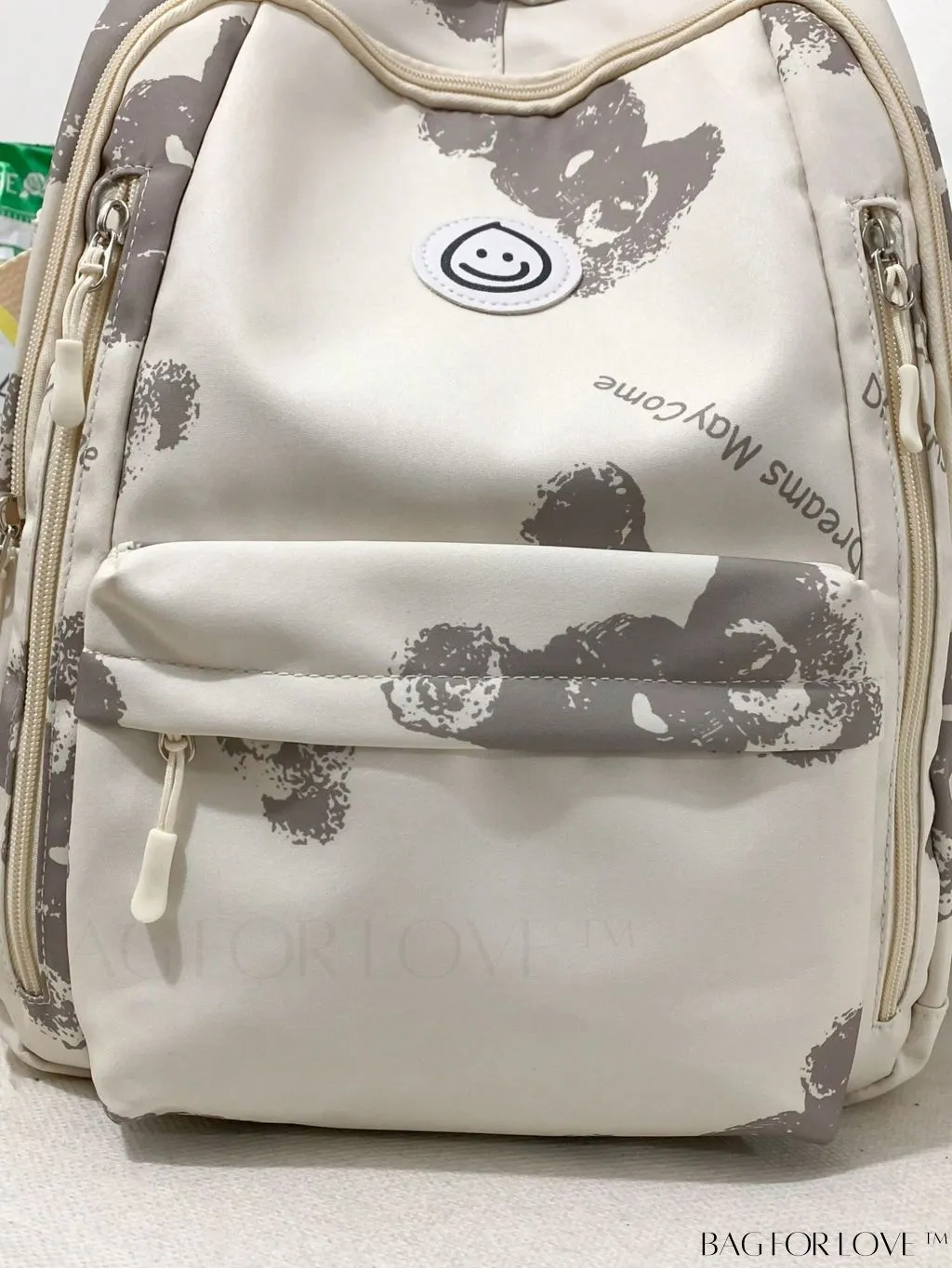 BagForLove - Classic Preppy Backpack with Letter & Bear Graphic