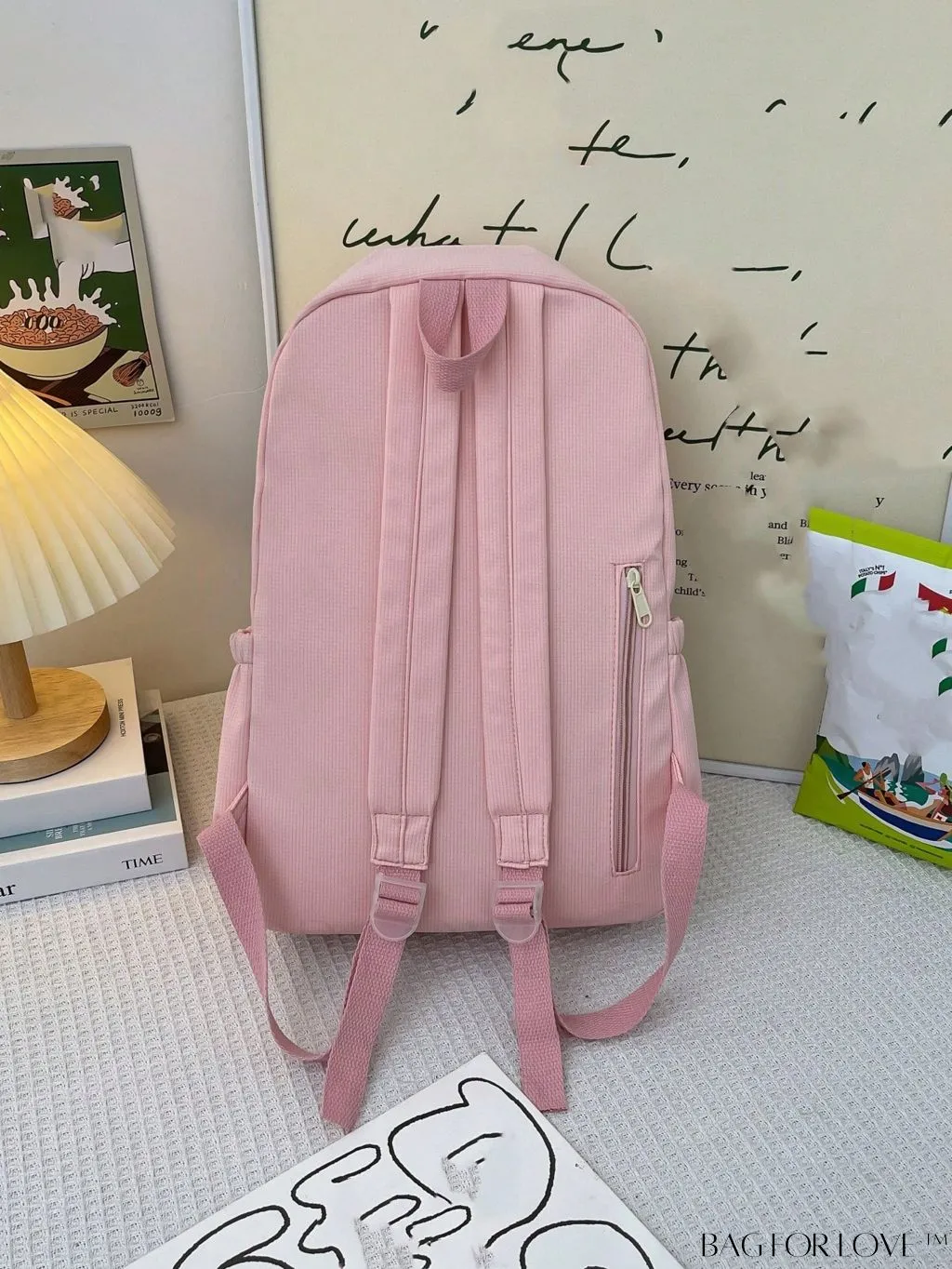 BagForLove - Letter & Star Patch Decor Medium Classic Backpack â Stylish and Practical