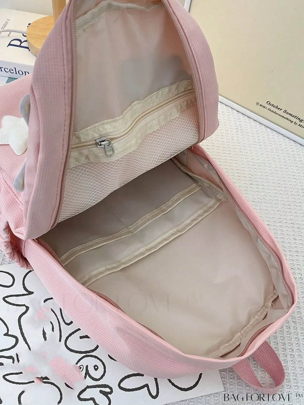 BagForLove - Letter & Star Patch Decor Medium Classic Backpack â Stylish and Practical