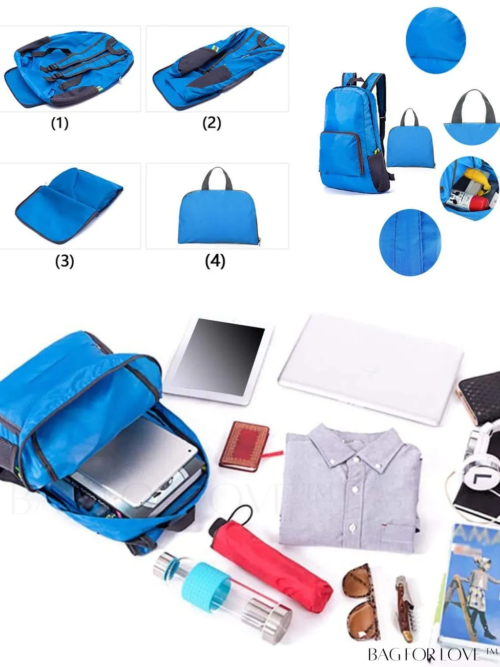 BagForLove - Portable Unisex Travel Backpack: Compact, Lightweight, and Durable for Outdoor Activities