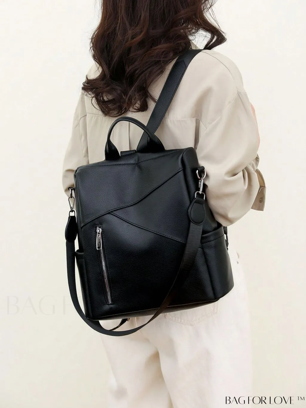 BagForLove - Professional Black PU Backpack for Women, Rookies, and White-collar Workers