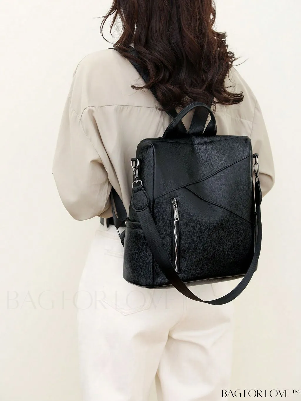 BagForLove - Professional Black PU Backpack for Women, Rookies, and White-collar Workers