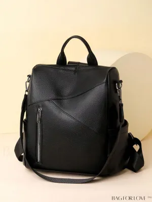 BagForLove - Professional Black PU Backpack for Women, Rookies, and White-collar Workers