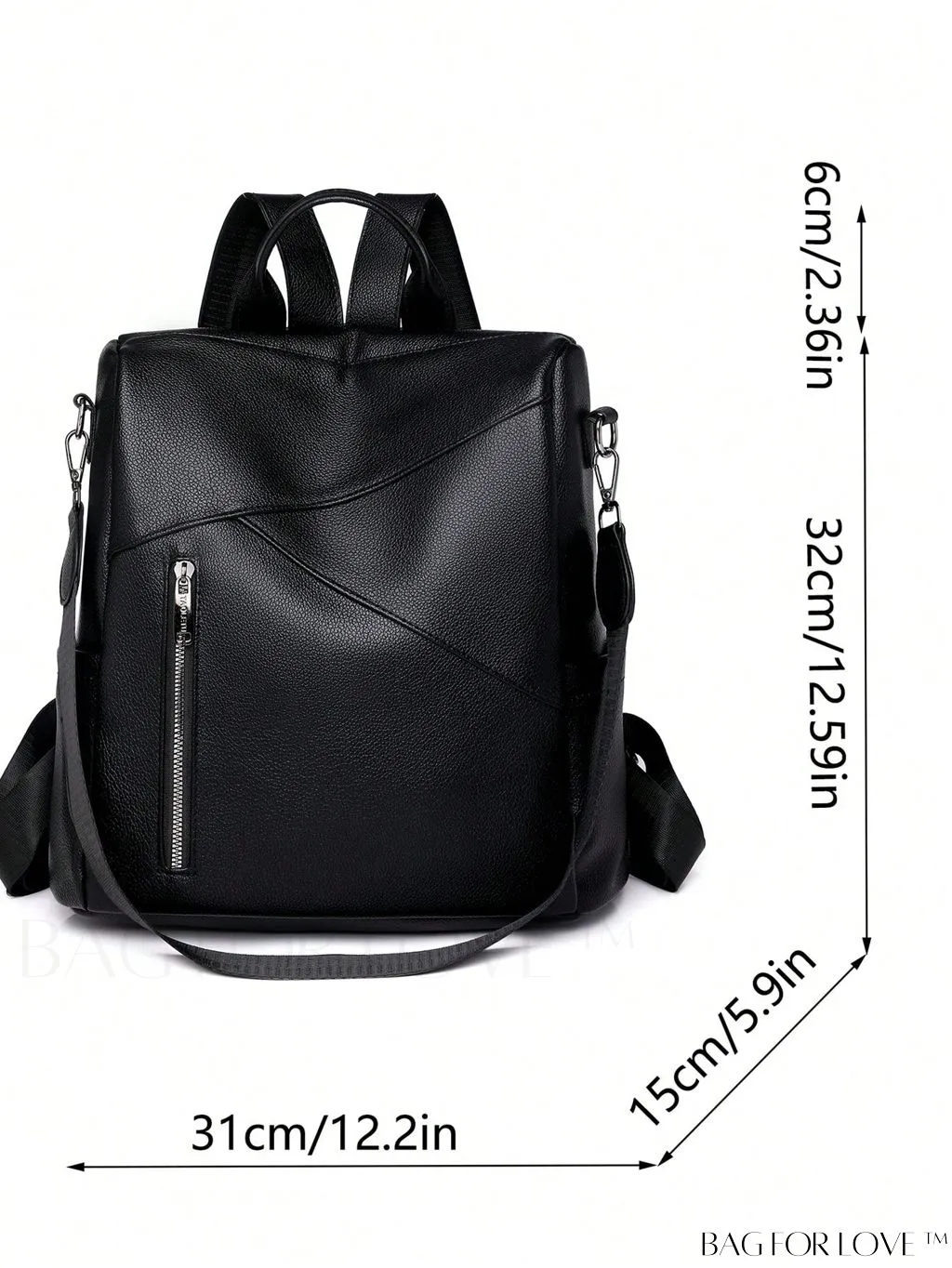 BagForLove - Professional Black PU Backpack for Women, Rookies, and White-collar Workers