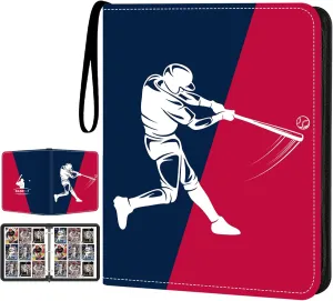 Baseball Card Binder 900 Pockets with 50 Removable Sleeves, Zippered PU Leather Trading Card Organizer Album for Sports Collectibles, Premium Protection Gift for Collectors
