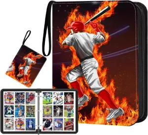 Baseball Card Binder,900 Pocket Zippered Trading Card Binder,3 Ring Collector Album for Baseball, Sports Cards, Secure Organizer Storage for Kids & Adults