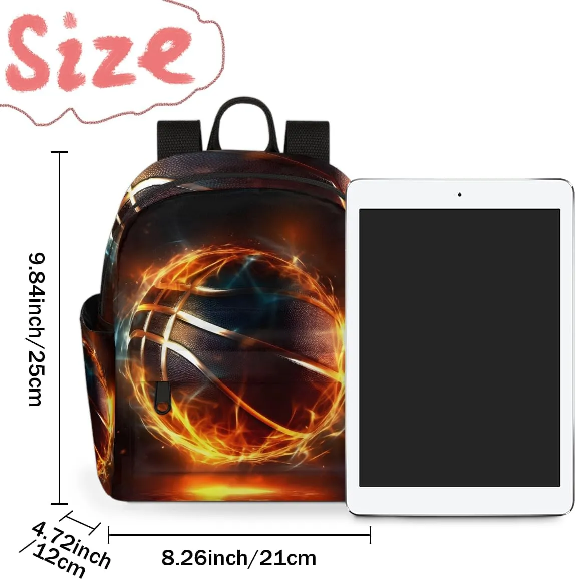 Basketball Fire Flame Mini Backpack Purse for Women Fashion Lightweight Small Daypack Ladies Travel Handbags Shoulder Bag