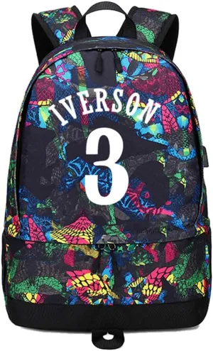 Basketball Iverson Luminous Ball Storage Backpack Sports Equipment Depositary Multifunctional Bag For Men Women (Style 1)