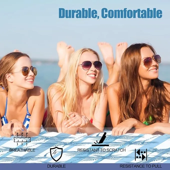 Beach Blanket Waterproof Sandproof Beach Mat Oversized 79" X 83" with 4 Stakes for 2-8 Adults, Soft and Durable, Sand Free, Light Weight, Perfect for Beach Travel Camping Outdoor Hiking