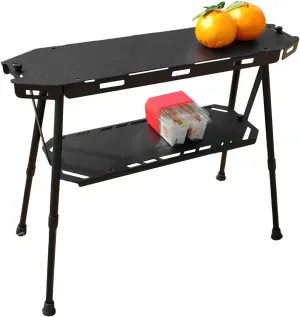 Beach Table - Camping Table Foldable | Portable Aluminium Alloy Storage Racks Outdoor Travel Picnic BBQ Lightweight Camp Shelf Dining Garden Stand Cook Station for Outdoor