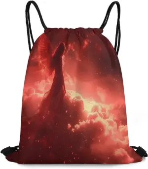 Beautiful Angel Woman with Red Wings Drawstring Backpack Gym Bag String Bag Sport Gym Sackpack for Men Women