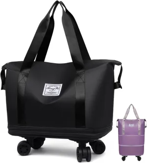 Beente Travel Bag With Wheels, 2025 New Large Capacity Travel Bag, Expandable、Large Capacity Universal Wheel Removable (Black)