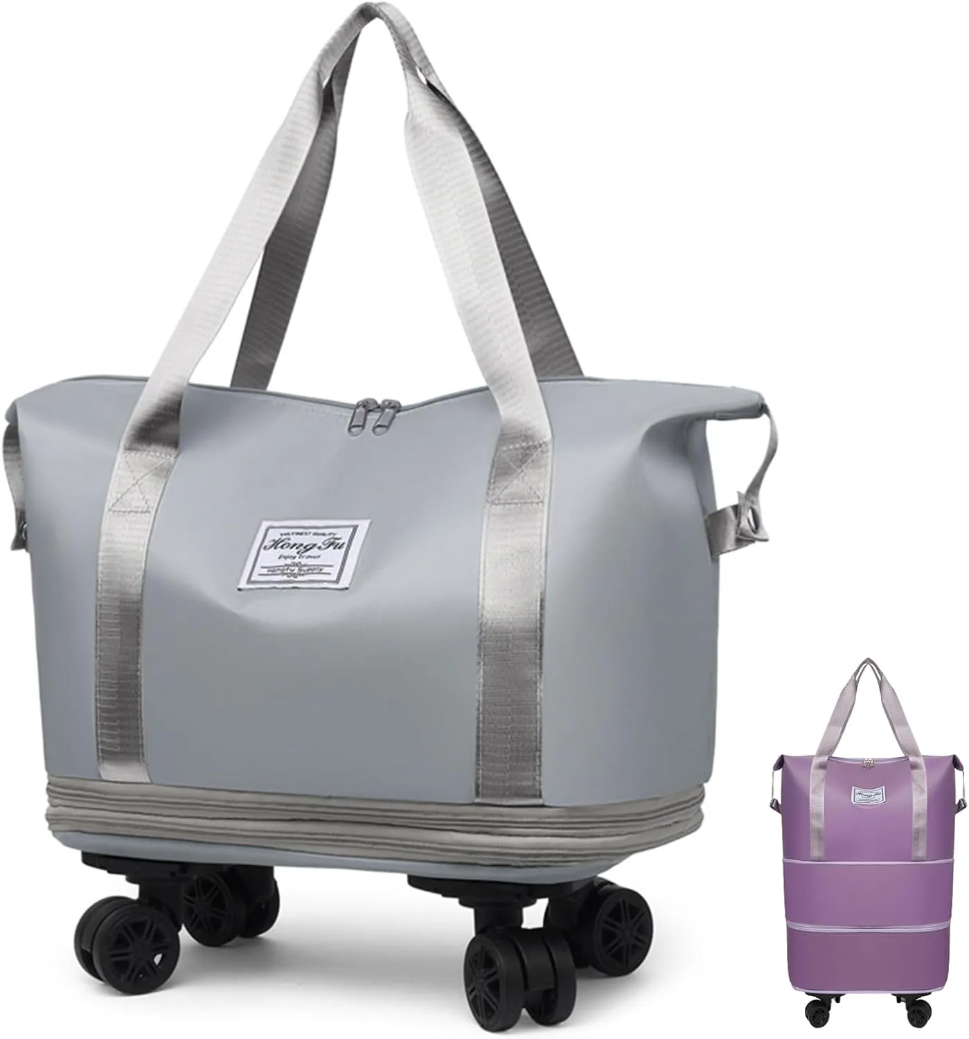 Beente Travel Bag With Wheels, 2025 New Large Capacity Travel Bag, Expandable、Large Capacity Universal Wheel Removable (Gray)