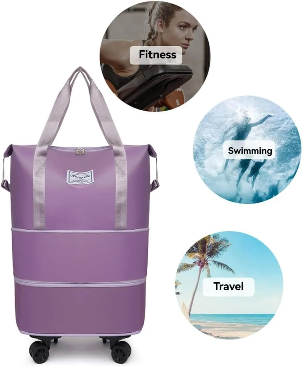 Beente Travel Bag With Wheels, 2025 New Large Capacity Travel Bag, Expandable、Large Capacity Universal Wheel Removable (Gray)