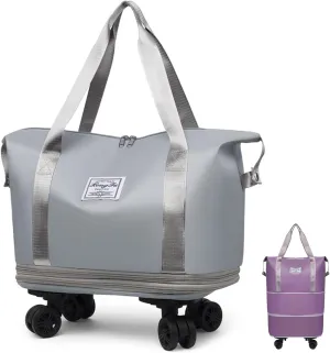 Beente Travel Bag With Wheels, 2025 New Large Capacity Travel Bag, Expandable、Large Capacity Universal Wheel Removable (Gray)