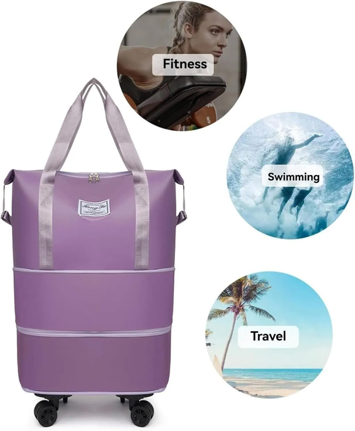Beente Travel Bag with Wheels-(2025 New Large Capacity Travel Bag - Universal Wheel Removable) (Black,Wheel-equipped)