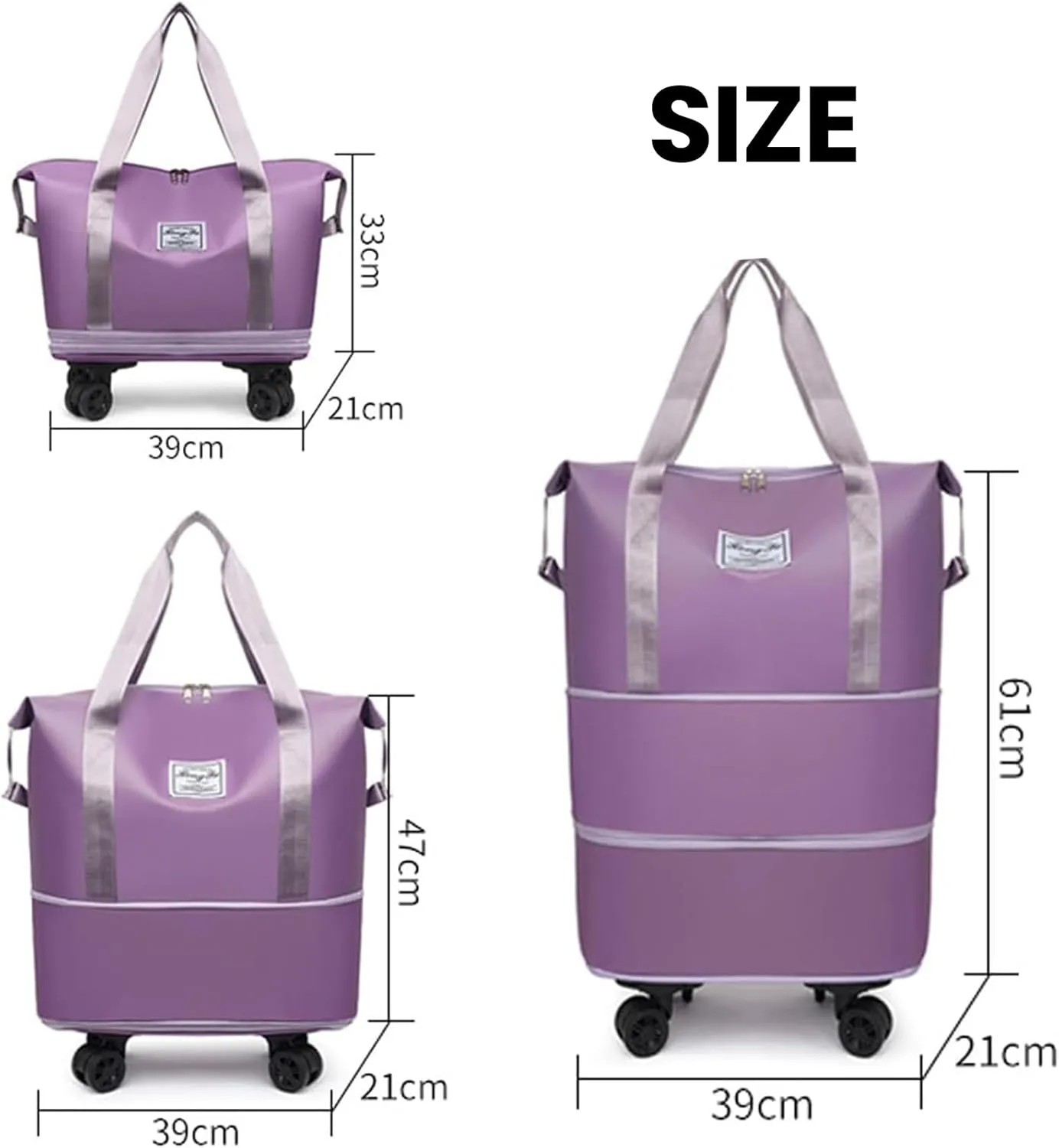 Beente Travel Bag with Wheels-(2025 New Large Capacity Travel Bag - Universal Wheel Removable) (Black,Wheel-equipped)