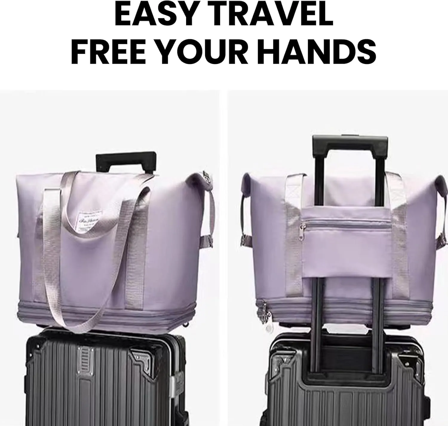 Beente Travel Bag with Wheels-(2025 New Large Capacity Travel Bag - Universal Wheel Removable) (Black,Wheel-equipped)